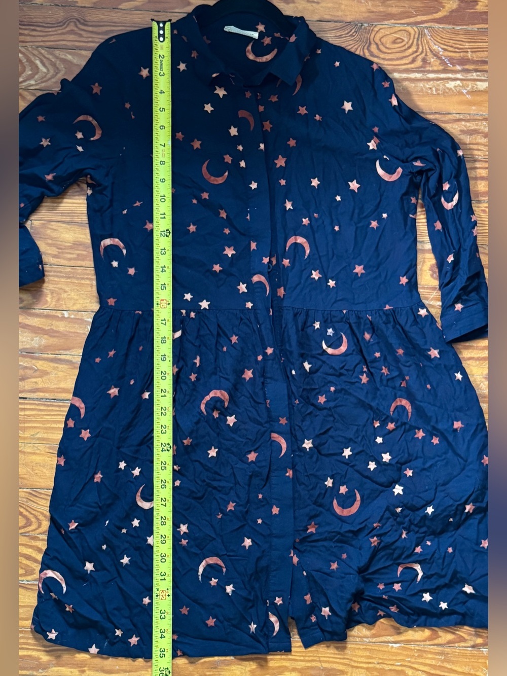 Modcloth Stary Witchy Mini Shirt Dress with Pockets, Navy Size 12 UK 8 US